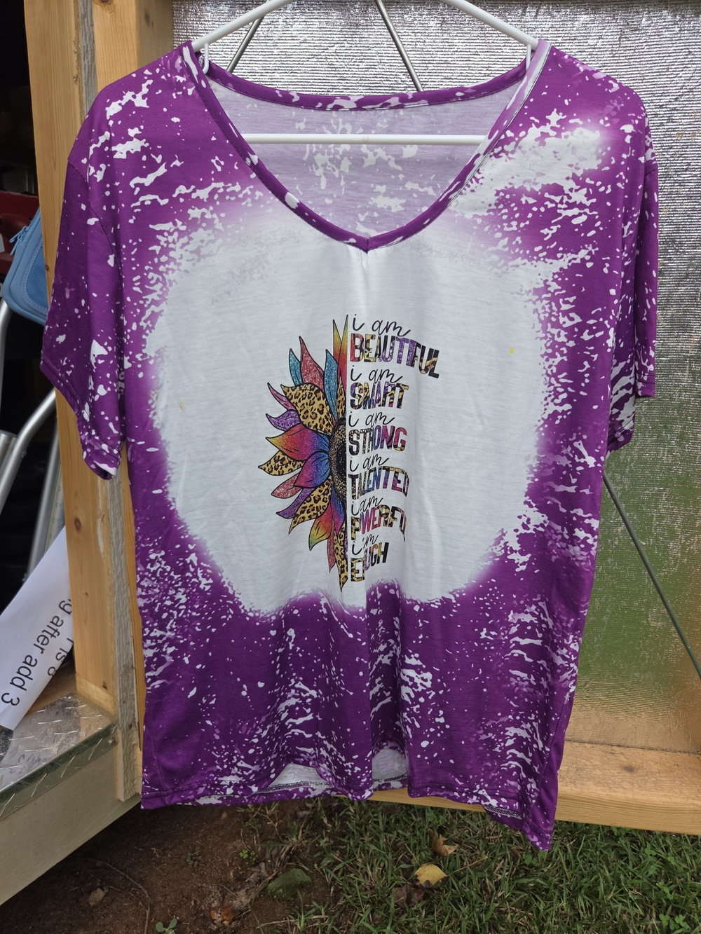 Purple Tie-Dye V-Neck Graphic Women's Top